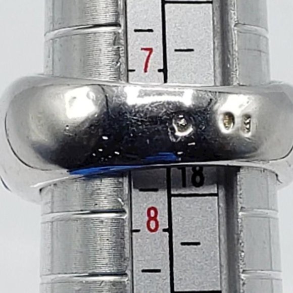 Pre-owned YSL YVES SAINT LAURENT Sterling Silver and Blue crystals ring.-7.5 - Picture 7 of 9